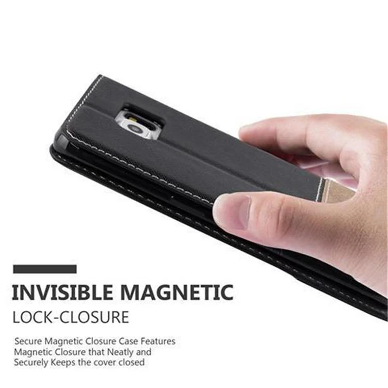 Cadorabo Hülle kompatibel mit Samsung Galaxy S6 EDGE Schutzhülle mit Magnetverschluss, Standfunktion und Kartenfach