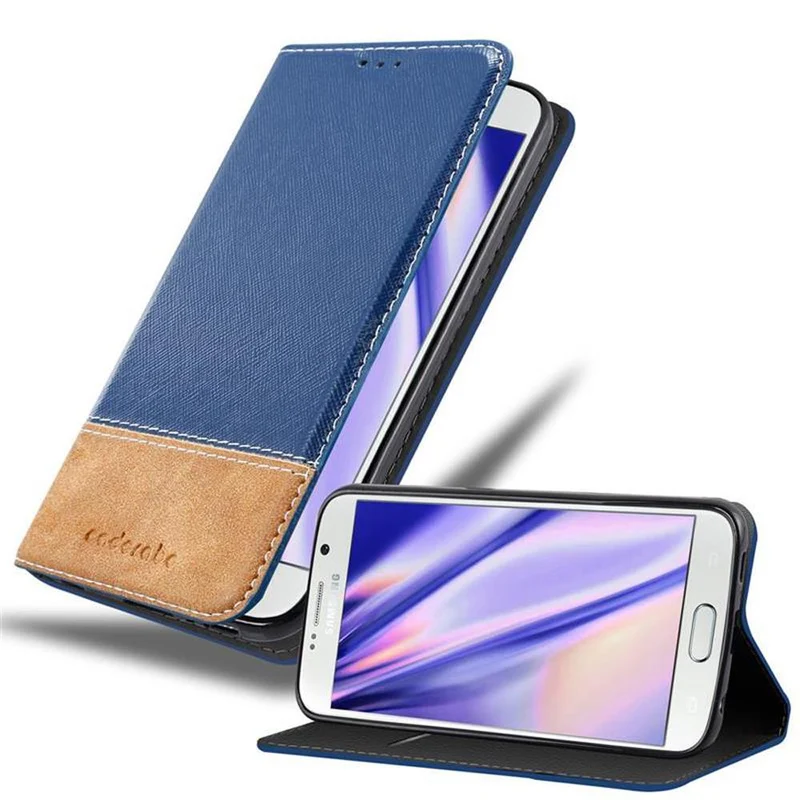 Cadorabo Hülle kompatibel mit Samsung Galaxy S6 Schutzhülle mit Magnetverschluss, Standfunktion und Kartenfach
