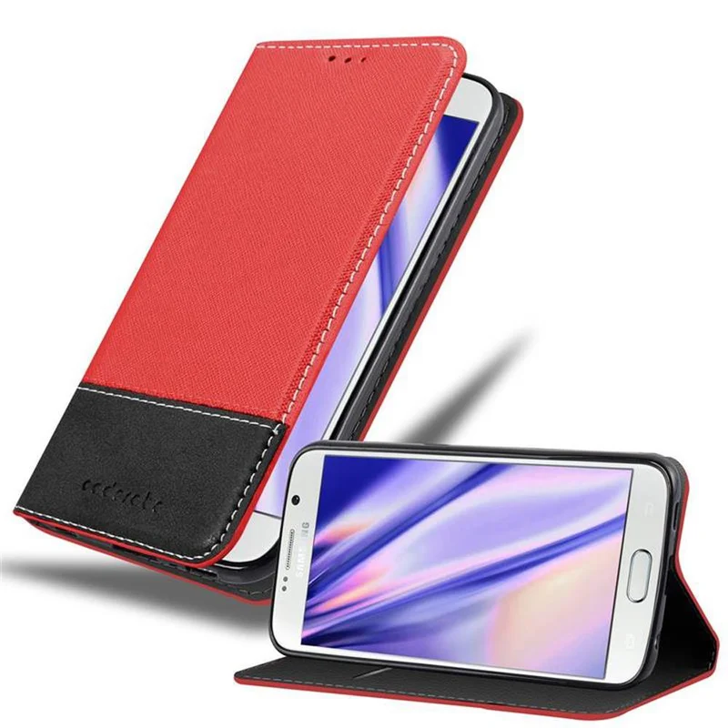 Cadorabo Hülle kompatibel mit Samsung Galaxy S6 Schutzhülle mit Magnetverschluss, Standfunktion und Kartenfach