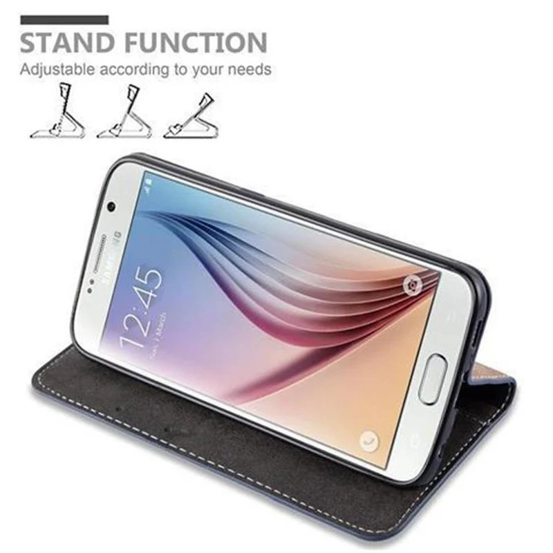 Cadorabo Hülle kompatibel mit Samsung Galaxy S6 Schutzhülle mit Magnetverschluss, Standfunktion und Kartenfach
