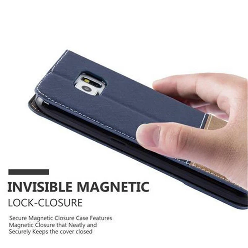 Cadorabo Hülle kompatibel mit Samsung Galaxy S6 Schutzhülle mit Magnetverschluss, Standfunktion und Kartenfach