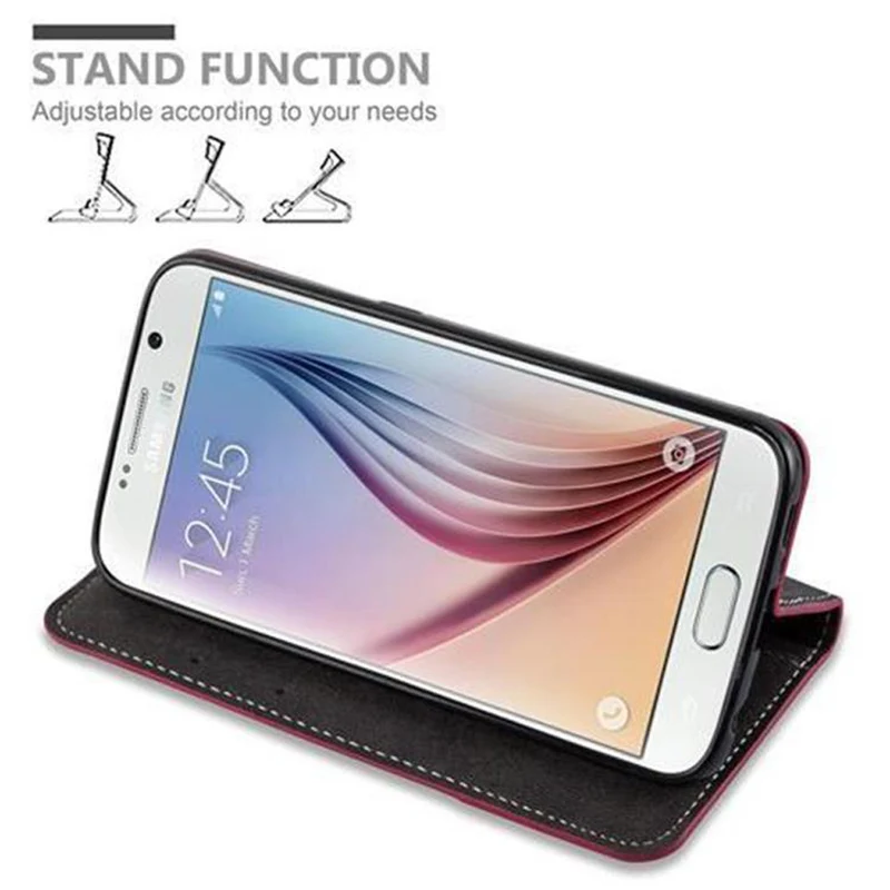 Cadorabo Hülle kompatibel mit Samsung Galaxy S6 Schutzhülle mit Magnetverschluss, Standfunktion und Kartenfach