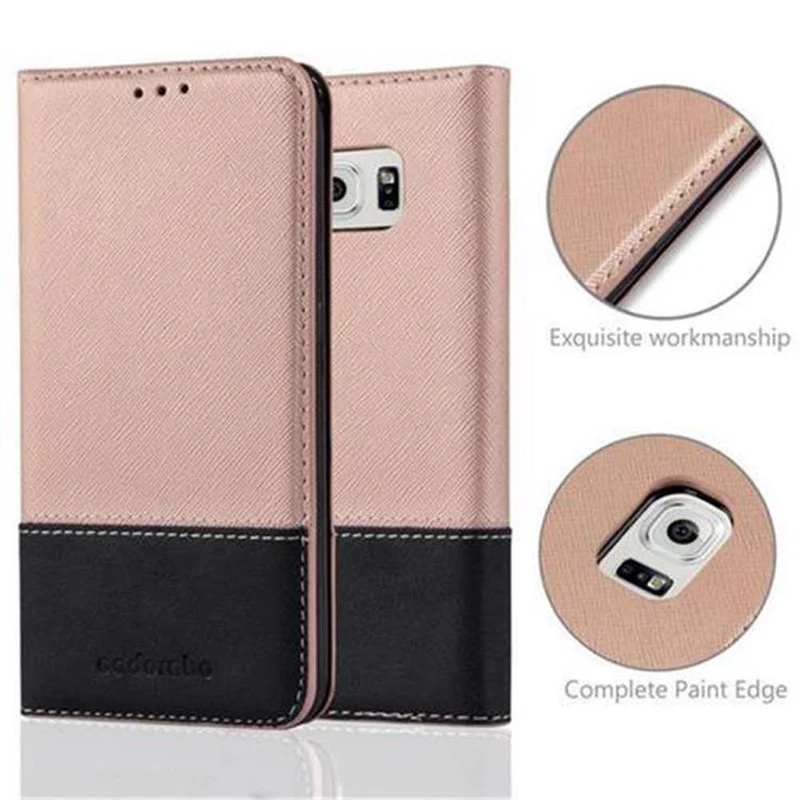 Cadorabo Hülle kompatibel mit Samsung Galaxy S6 Schutzhülle mit Magnetverschluss, Standfunktion und Kartenfach