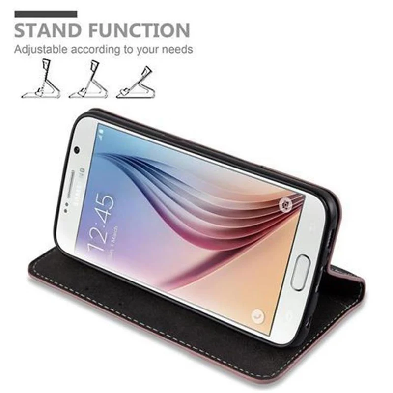 Cadorabo Hülle kompatibel mit Samsung Galaxy S6 Schutzhülle mit Magnetverschluss, Standfunktion und Kartenfach