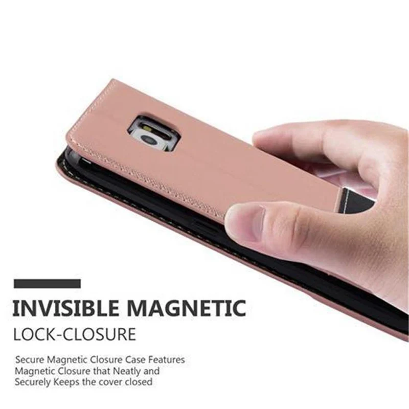 Cadorabo Hülle kompatibel mit Samsung Galaxy S6 Schutzhülle mit Magnetverschluss, Standfunktion und Kartenfach
