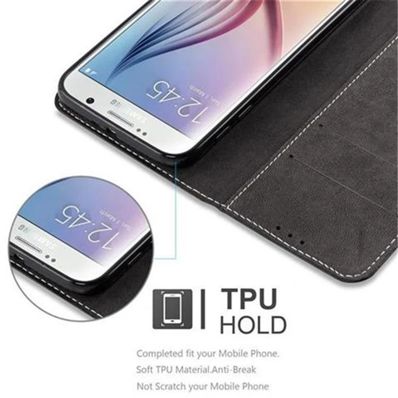 Cadorabo Hülle kompatibel mit Samsung Galaxy S6 Schutzhülle mit Magnetverschluss, Standfunktion und Kartenfach