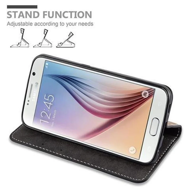 Cadorabo Hülle kompatibel mit Samsung Galaxy S6 Schutzhülle mit Magnetverschluss, Standfunktion und Kartenfach