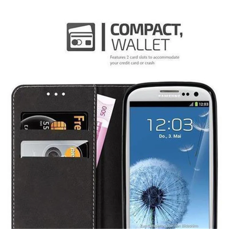 Cadorabo Hülle kompatibel mit Samsung Galaxy S3 / S3 NEO Schutzhülle mit Magnetverschluss, Standfunktion und Kartenfach