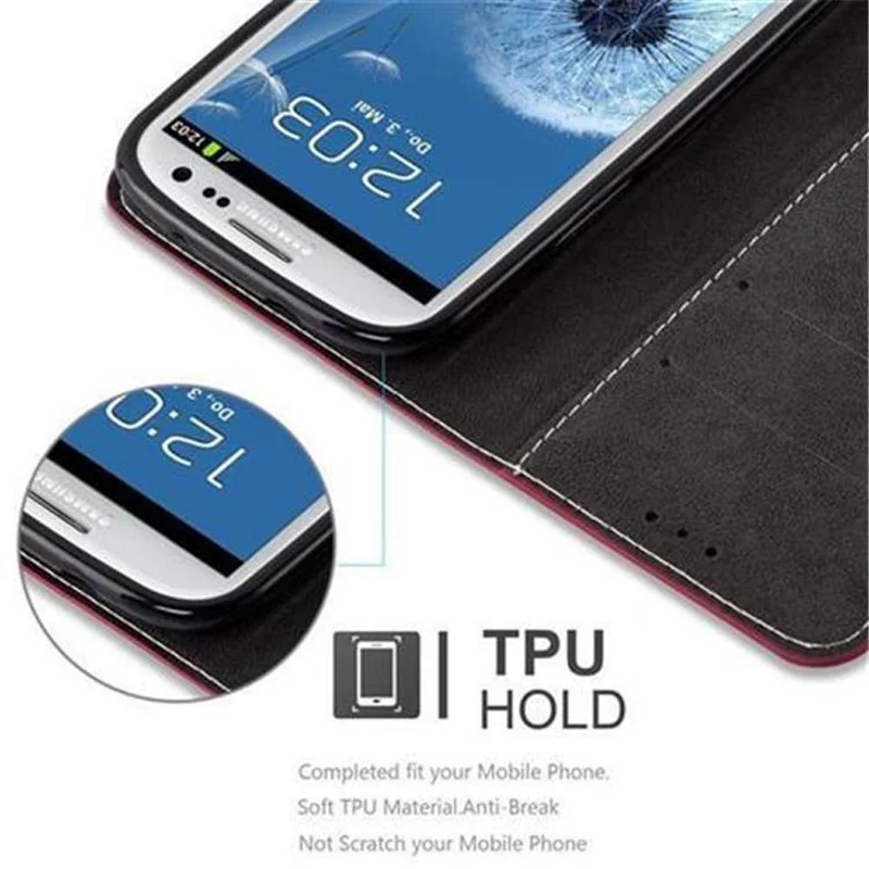 Cadorabo Hülle kompatibel mit Samsung Galaxy S3 / S3 NEO Schutzhülle mit Magnetverschluss, Standfunktion und Kartenfach
