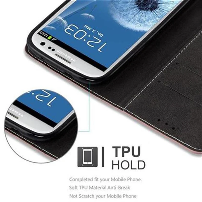 Cadorabo Hülle kompatibel mit Samsung Galaxy S3 / S3 NEO Schutzhülle mit Magnetverschluss, Standfunktion und Kartenfach