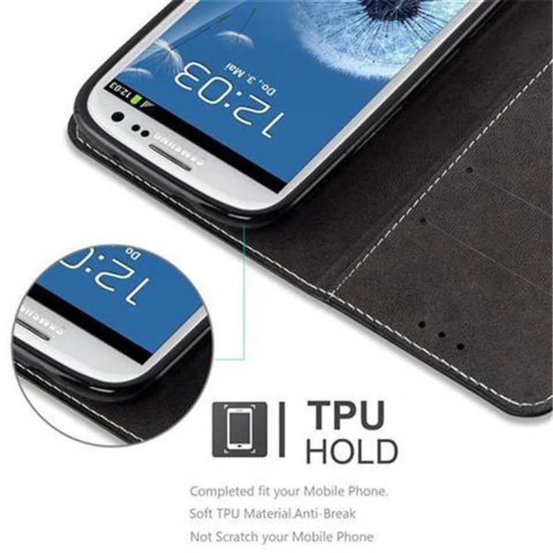 Cadorabo Hülle kompatibel mit Samsung Galaxy S3 / S3 NEO Schutzhülle mit Magnetverschluss, Standfunktion und Kartenfach