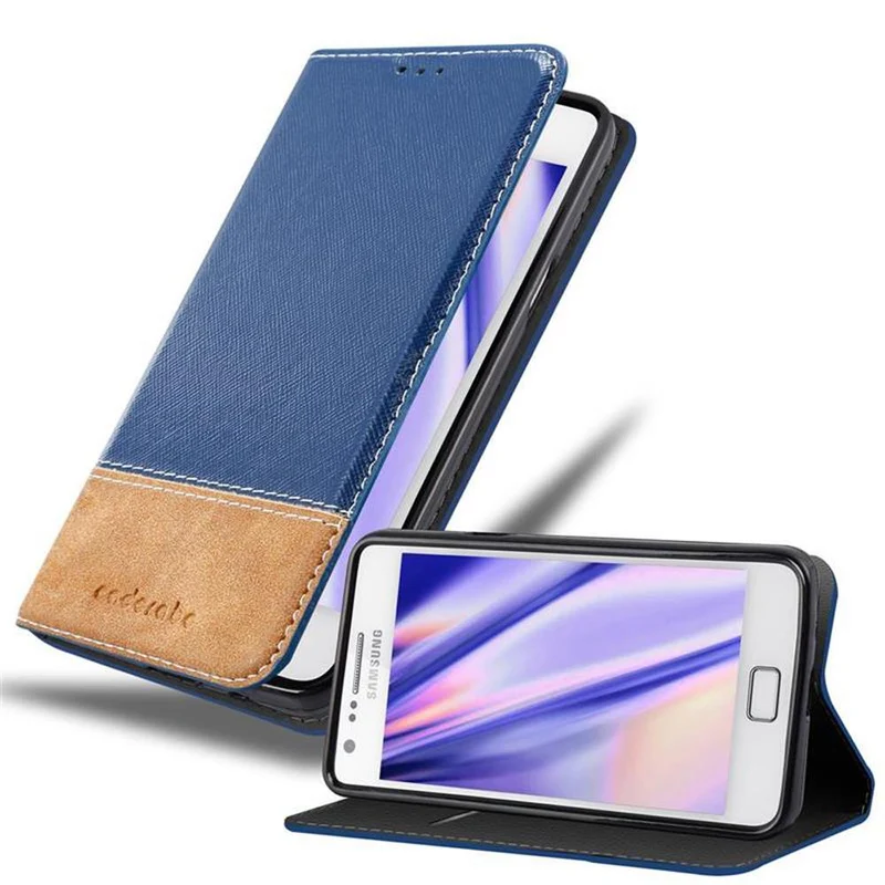 Cadorabo Hülle kompatibel mit Samsung Galaxy S2 / S2 PLUS Schutzhülle mit Magnetverschluss, Standfunktion und Kartenfach