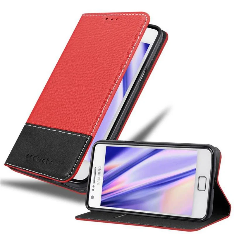 Cadorabo Hülle kompatibel mit Samsung Galaxy S2 / S2 PLUS Schutzhülle mit Magnetverschluss, Standfunktion und Kartenfach