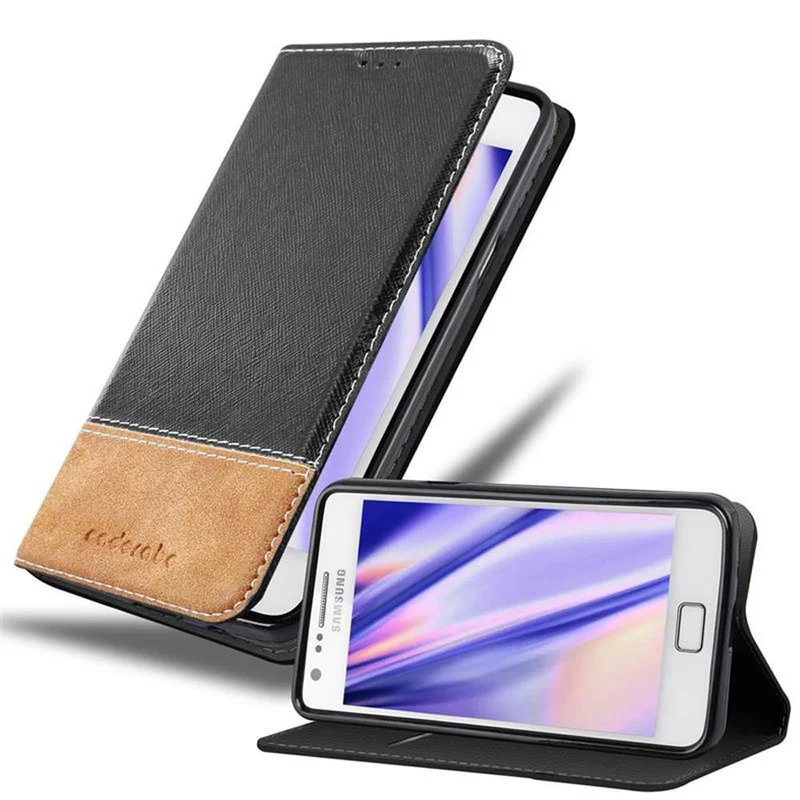 Cadorabo Hülle kompatibel mit Samsung Galaxy S2 / S2 PLUS Schutzhülle mit Magnetverschluss, Standfunktion und Kartenfach