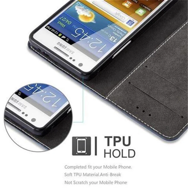 Cadorabo Hülle kompatibel mit Samsung Galaxy S2 / S2 PLUS Schutzhülle mit Magnetverschluss, Standfunktion und Kartenfach