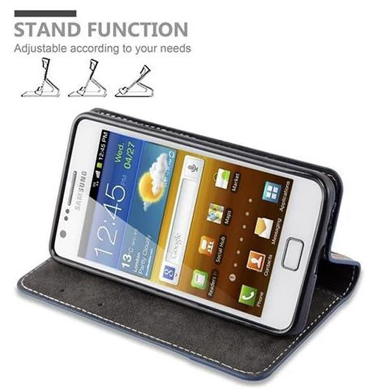 Cadorabo Hülle kompatibel mit Samsung Galaxy S2 / S2 PLUS Schutzhülle mit Magnetverschluss, Standfunktion und Kartenfach