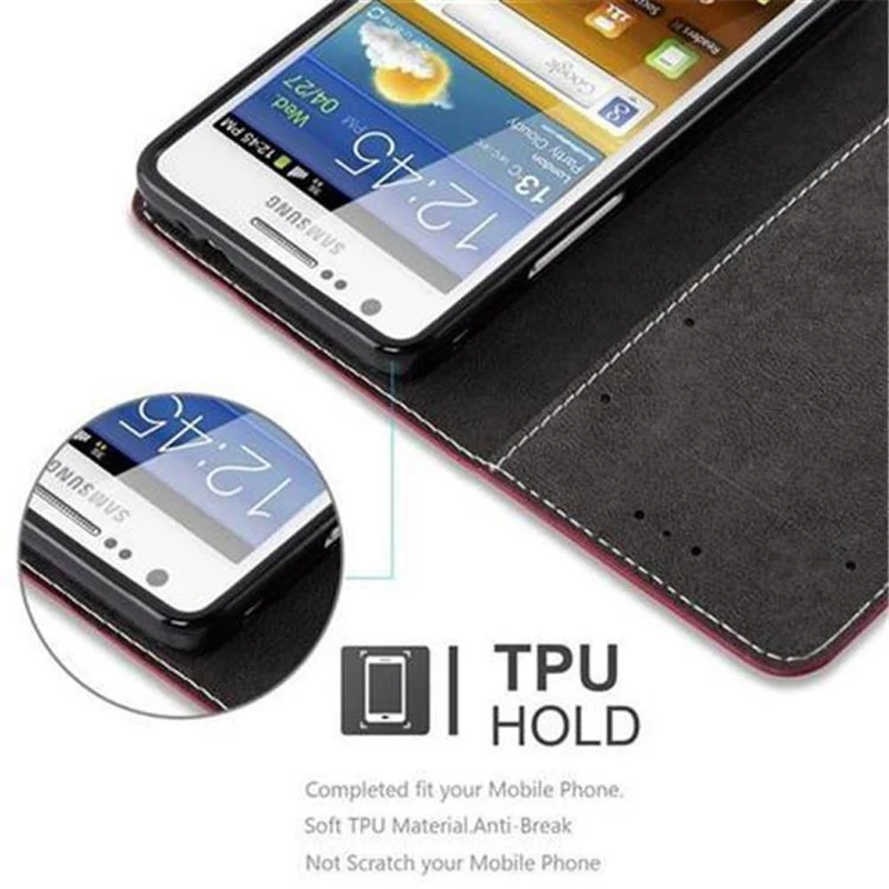 Cadorabo Hülle kompatibel mit Samsung Galaxy S2 / S2 PLUS Schutzhülle mit Magnetverschluss, Standfunktion und Kartenfach