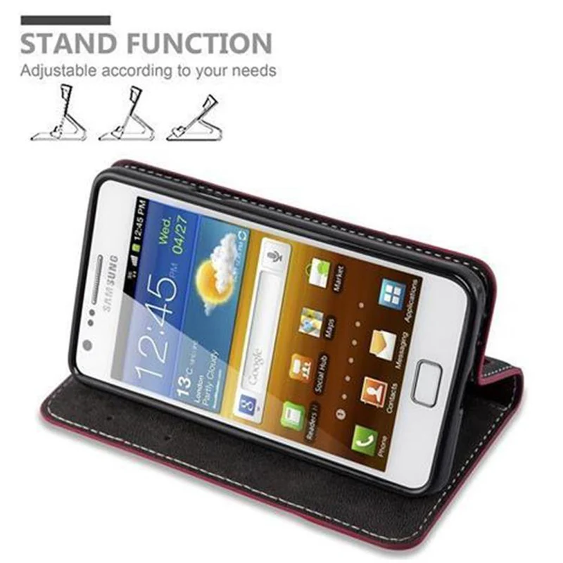 Cadorabo Hülle kompatibel mit Samsung Galaxy S2 / S2 PLUS Schutzhülle mit Magnetverschluss, Standfunktion und Kartenfach