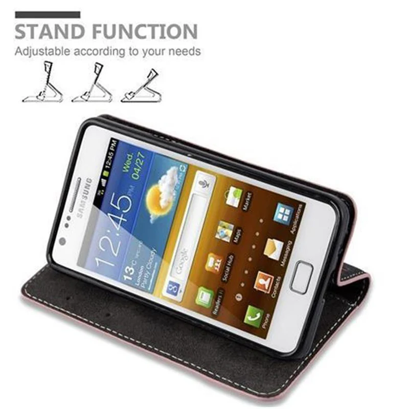 Cadorabo Hülle kompatibel mit Samsung Galaxy S2 / S2 PLUS Schutzhülle mit Magnetverschluss, Standfunktion und Kartenfach