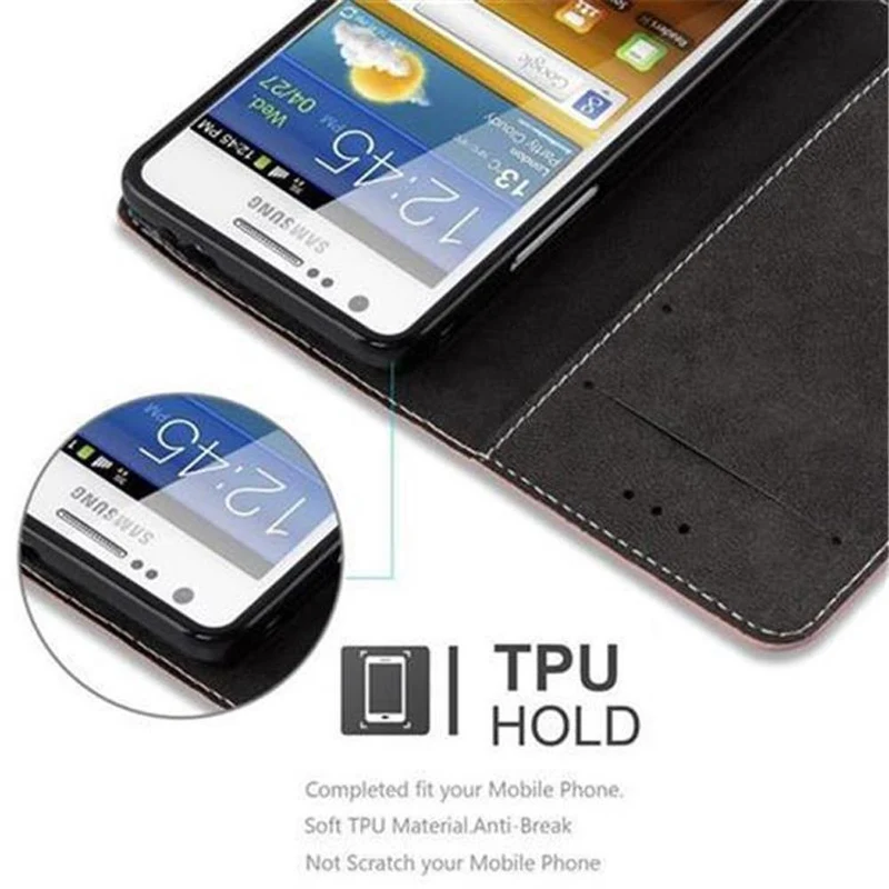 Cadorabo Hülle kompatibel mit Samsung Galaxy S2 / S2 PLUS Schutzhülle mit Magnetverschluss, Standfunktion und Kartenfach