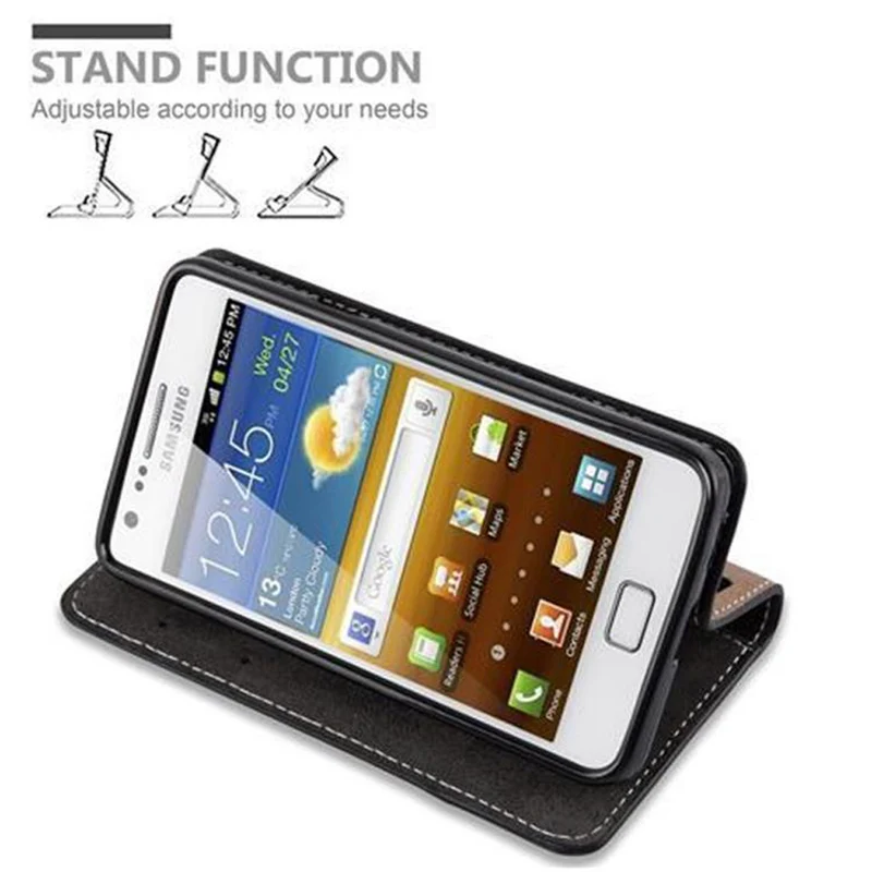 Cadorabo Hülle kompatibel mit Samsung Galaxy S2 / S2 PLUS Schutzhülle mit Magnetverschluss, Standfunktion und Kartenfach