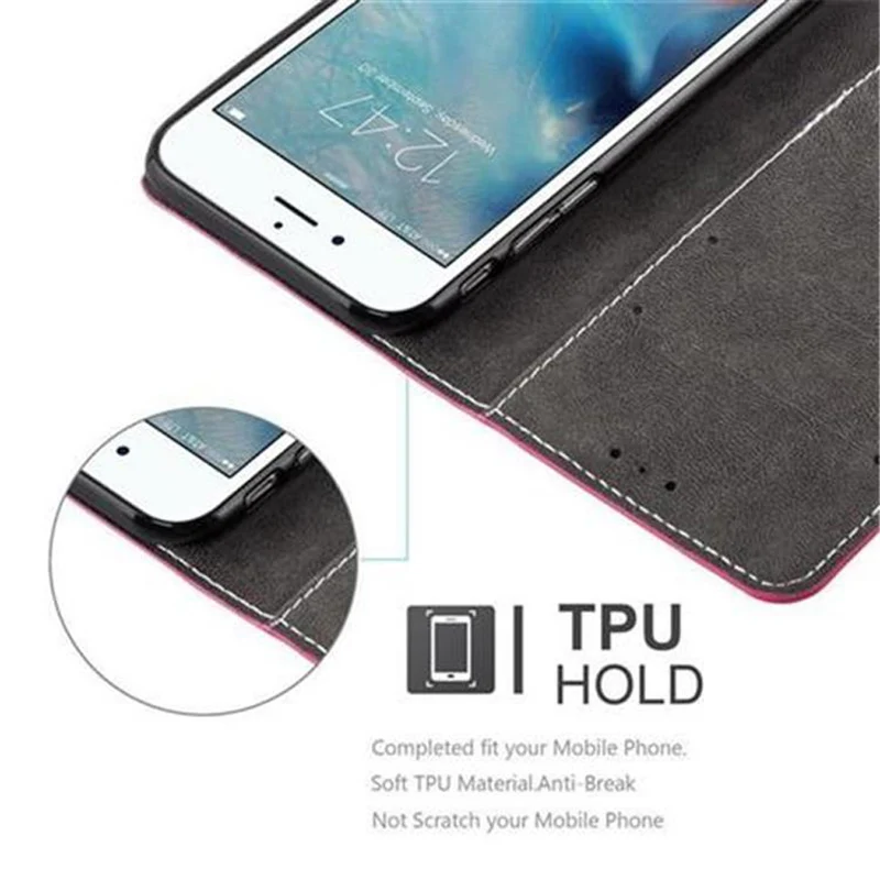 Cadorabo Hülle kompatibel mit Apple iPhone 6 / 6S Schutzhülle mit Magnetverschluss, Standfunktion und Kartenfach