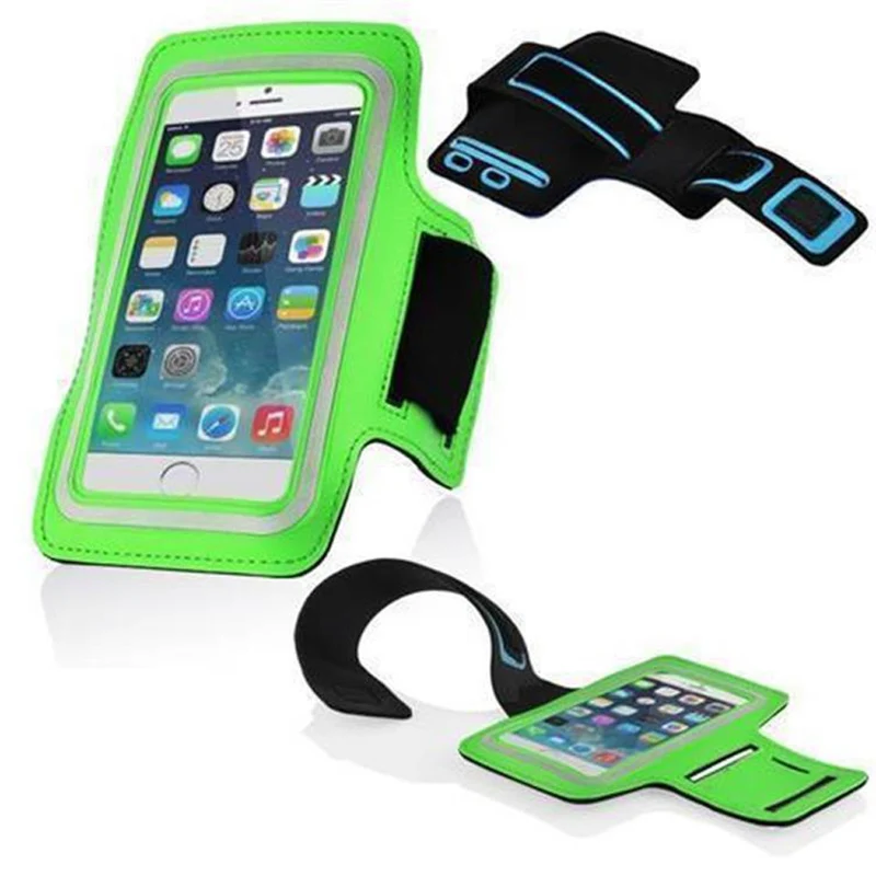Cadorabo Neopren Smartphone Sport Armband Fitnessstudio Jogging Armband Oberarmtasche kompatibel mit 3.7 - 4.5 Zoll 3.7 - 4.5 Zoll Handys mit Schlüsselfach und Kopfhöreranschluss in WEIß