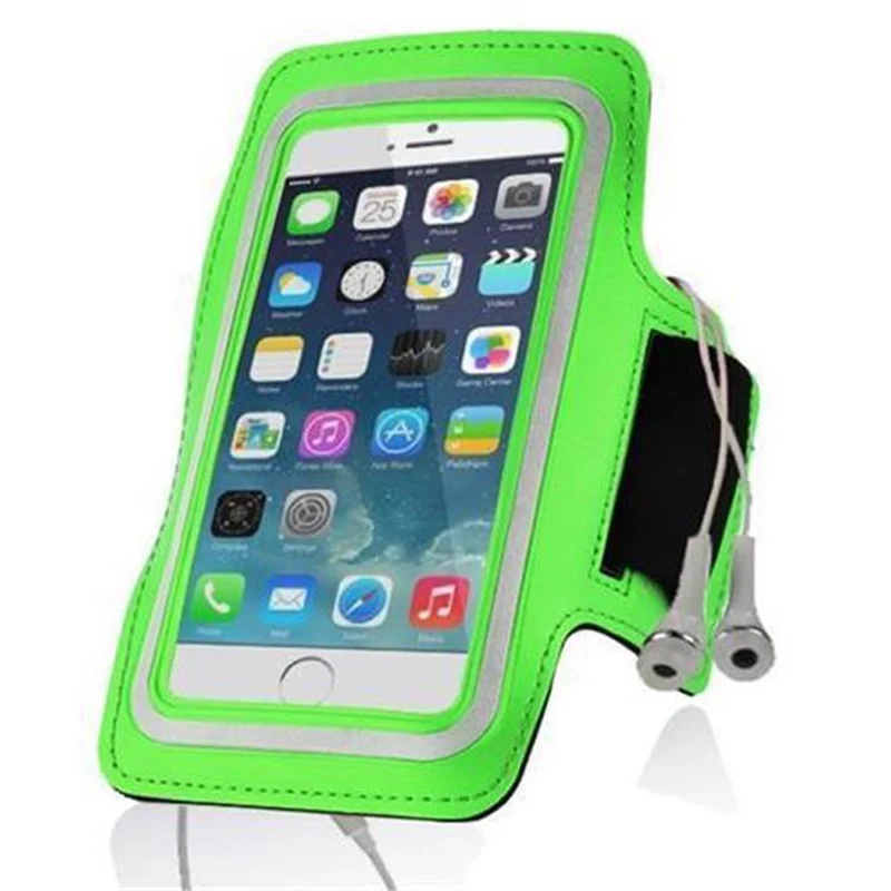 Cadorabo Neopren Smartphone Sport Armband Fitnessstudio Jogging Armband Oberarmtasche kompatibel mit 3.7 - 4.5 Zoll 3.7 - 4.5 Zoll Handys mit Schlüsselfach und Kopfhöreranschluss in WEIß