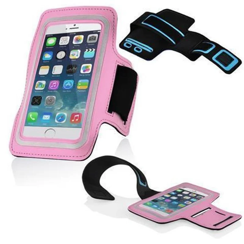 Cadorabo Neopren Smartphone Sport Armband Fitnessstudio Jogging Armband Oberarmtasche kompatibel mit 4.5 - 5 Zoll 4.5 - 5 Zoll Handys mit Schlüsselfach und Kopfhöreranschluss in BLAU