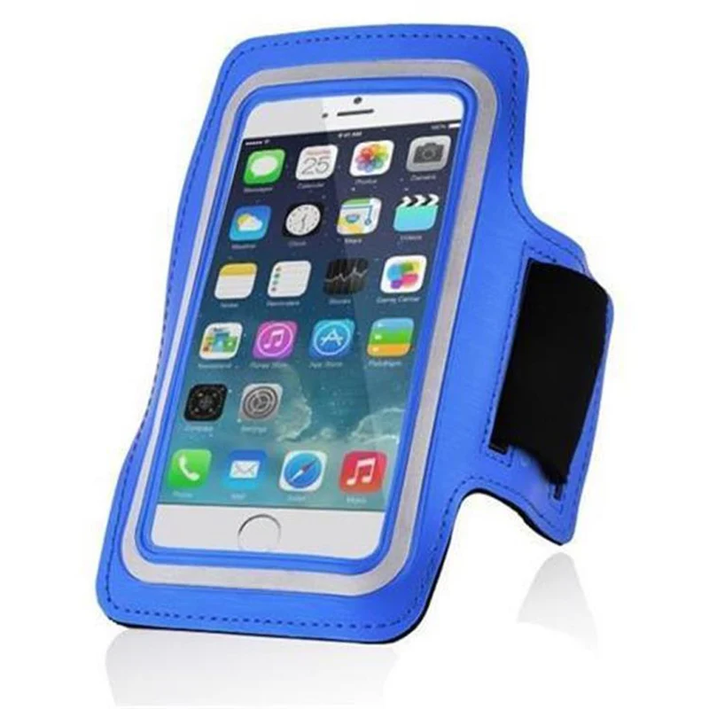 Cadorabo Neopren Smartphone Sport Armband Fitnessstudio Jogging Armband Oberarmtasche kompatibel mit 4.5 - 5 Zoll 4.5 - 5 Zoll Handys mit Schlüsselfach und Kopfhöreranschluss in BLAU