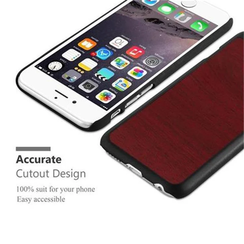 Cadorabo Hülle kompatibel mit Apple iPhone 6 / 6S Hard Case Schutzhülle in Holz Optik gegen Kratzer und Stöße