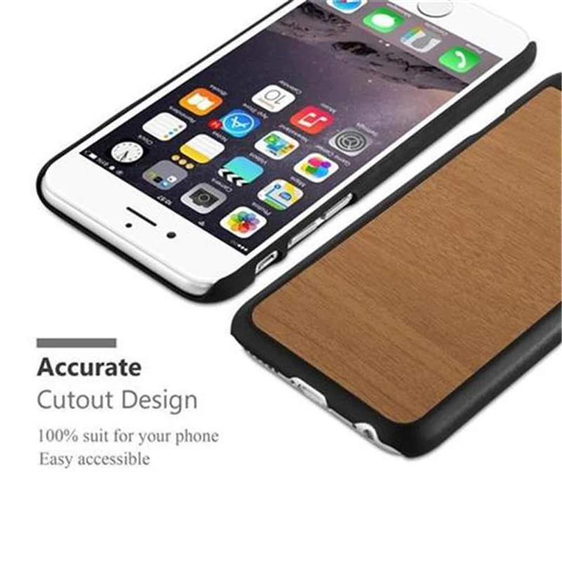 Cadorabo Hülle kompatibel mit Apple iPhone 6 / 6S Hard Case Schutzhülle in Holz Optik gegen Kratzer und Stöße