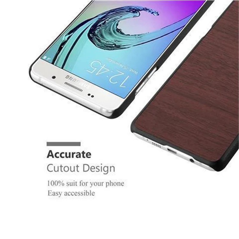 Cadorabo Hülle kompatibel mit Samsung Galaxy A3 2016 Hard Case Schutzhülle in Holz Optik gegen Kratzer und Stöße