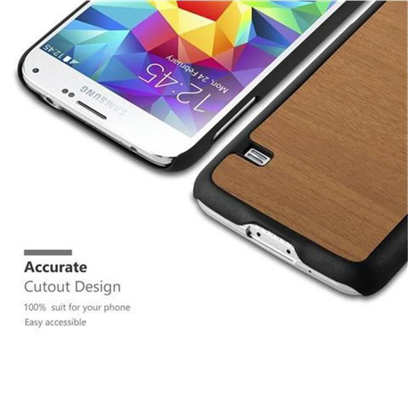 Cadorabo Hülle kompatibel mit Samsung Galaxy S5 / S5 NEO Hard Case Schutzhülle in Holz Optik gegen Kratzer und Stöße