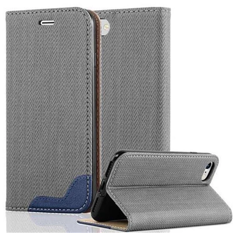 Cadorabo Hülle kompatibel mit Apple iPhone 7 / 7S / 8 / SE 2020 Schutzhülle mit Standfunktion und Kartenfach in Bast-Optik