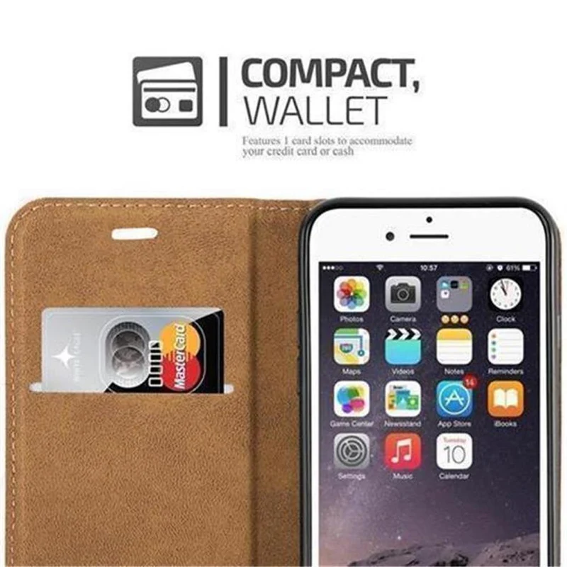 Cadorabo Hülle kompatibel mit Apple iPhone 7 / 7S / 8 / SE 2020 Schutzhülle mit Standfunktion und Kartenfach in Bast-Optik