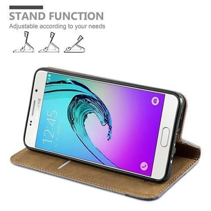 Cadorabo Hülle kompatibel mit Samsung Galaxy A5 2016 Schutzhülle mit Standfunktion und Kartenfach in Bast-Optik
