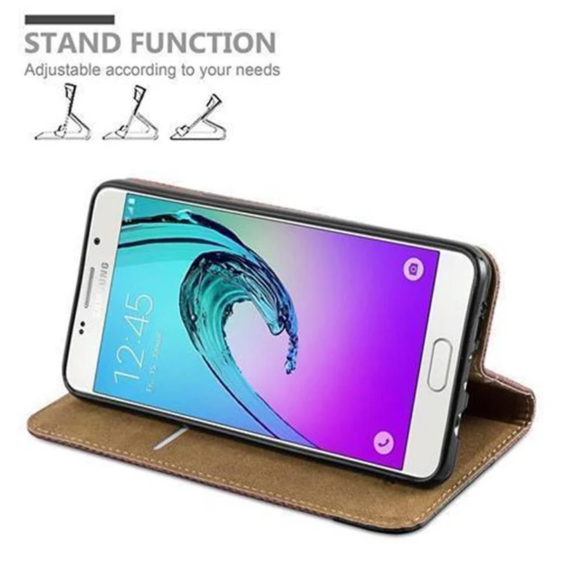 Cadorabo Hülle kompatibel mit Samsung Galaxy A3 2016 Schutzhülle mit Standfunktion und Kartenfach in Bast-Optik