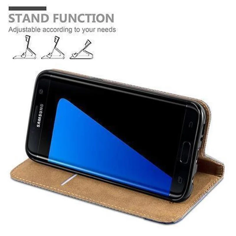 Cadorabo Hülle kompatibel mit Samsung Galaxy S7 Schutzhülle mit Standfunktion und Kartenfach in Bast-Optik