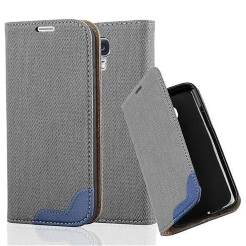 Cadorabo Hülle kompatibel mit Samsung Galaxy S4 Schutzhülle mit Standfunktion und Kartenfach in Bast-Optik
