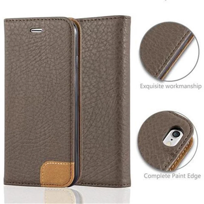 Cadorabo Hülle kompatibel mit Apple iPhone 6 / 6S Schutzhülle mit Standfunktion, Kartenfach und Textil-Patch