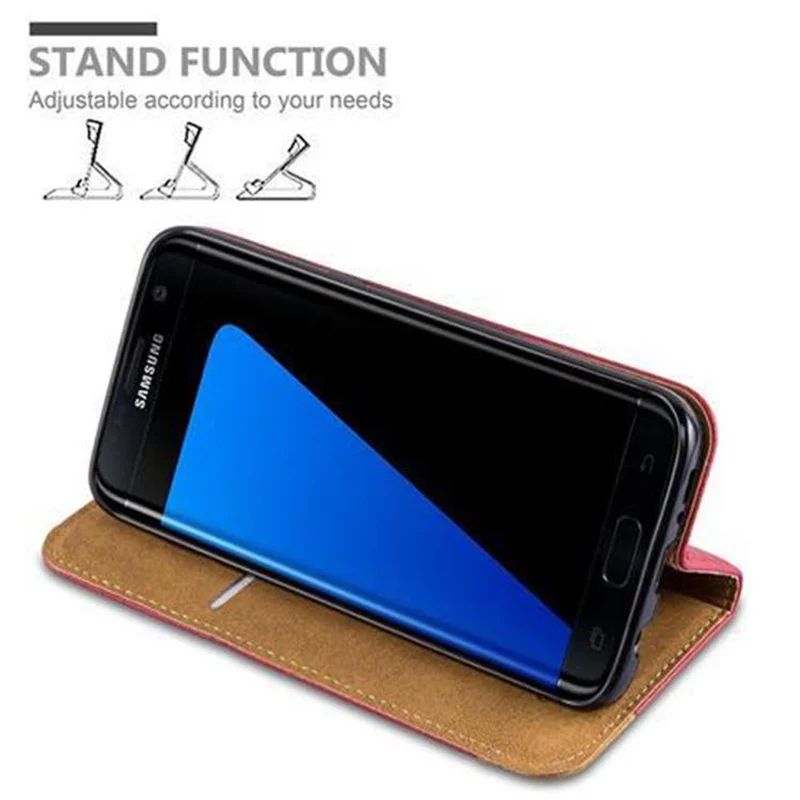 Cadorabo Hülle kompatibel mit Samsung Galaxy S7 EDGE Schutzhülle mit Standfunktion, Kartenfach und Textil-Patch