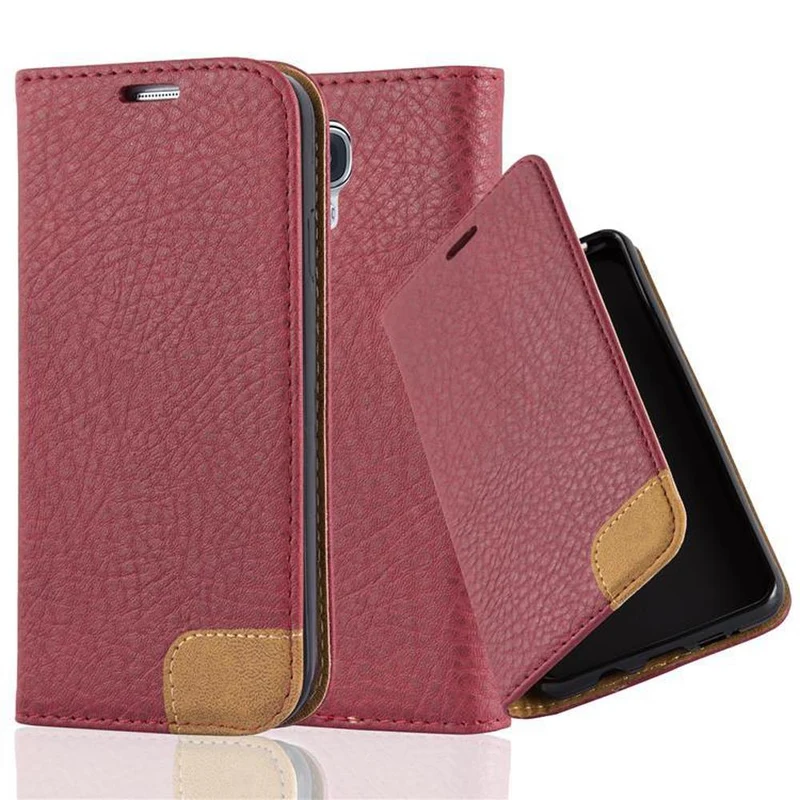 Cadorabo Hülle kompatibel mit Samsung Galaxy S4 Schutzhülle mit Standfunktion, Kartenfach und Textil-Patch