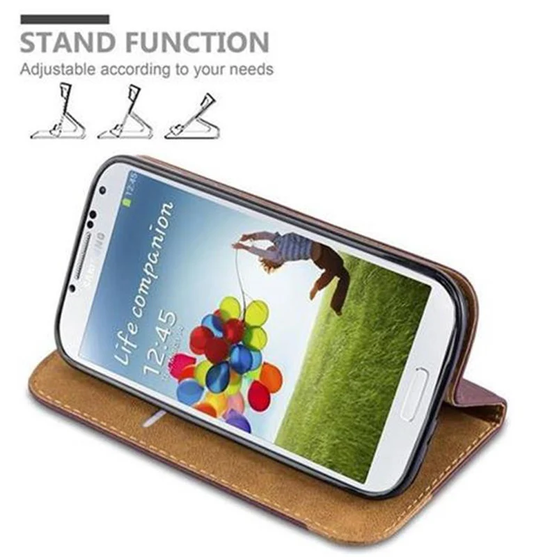 Cadorabo Hülle kompatibel mit Samsung Galaxy S4 Schutzhülle mit Standfunktion, Kartenfach und Textil-Patch