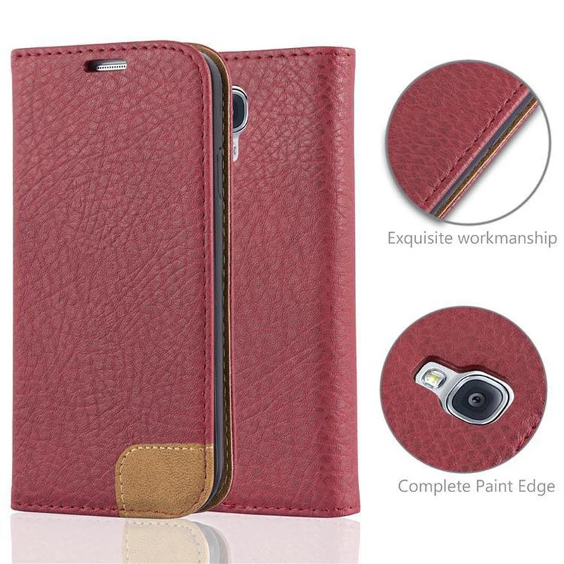Cadorabo Hülle kompatibel mit Samsung Galaxy S4 Schutzhülle mit Standfunktion, Kartenfach und Textil-Patch