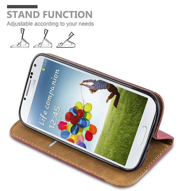 Cadorabo Hülle kompatibel mit Samsung Galaxy S4 Schutzhülle mit Standfunktion, Kartenfach und Textil-Patch