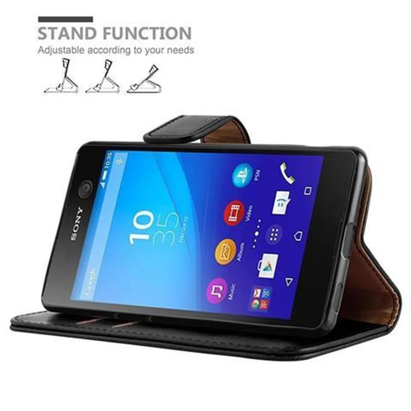 Cadorabo Hülle kompatibel mit Sony Xperia M5 Schutzhülle mit Magnetverschluss, Standfunktion und Kartenfach