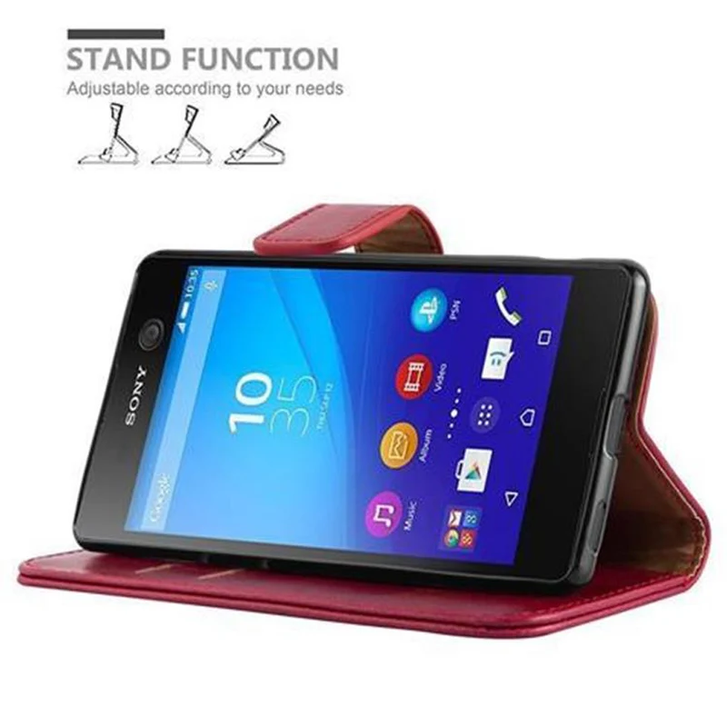 Cadorabo Hülle kompatibel mit Sony Xperia M5 Schutzhülle mit Magnetverschluss, Standfunktion und Kartenfach