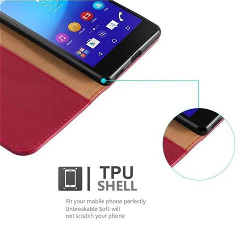 Cadorabo Hülle kompatibel mit Sony Xperia M5 Schutzhülle mit Magnetverschluss, Standfunktion und Kartenfach
