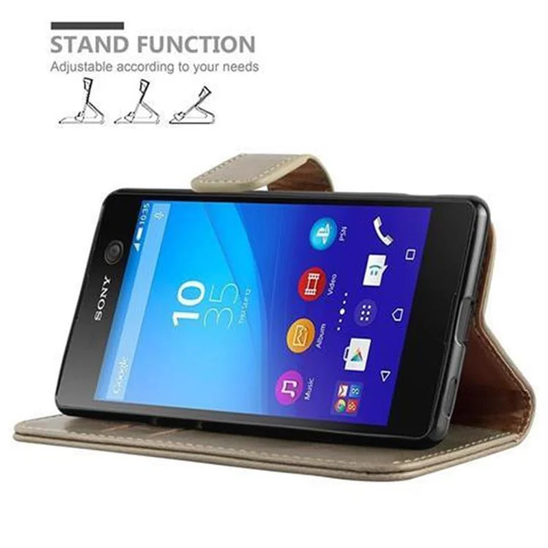 Cadorabo Hülle kompatibel mit Sony Xperia M5 Schutzhülle mit Magnetverschluss, Standfunktion und Kartenfach